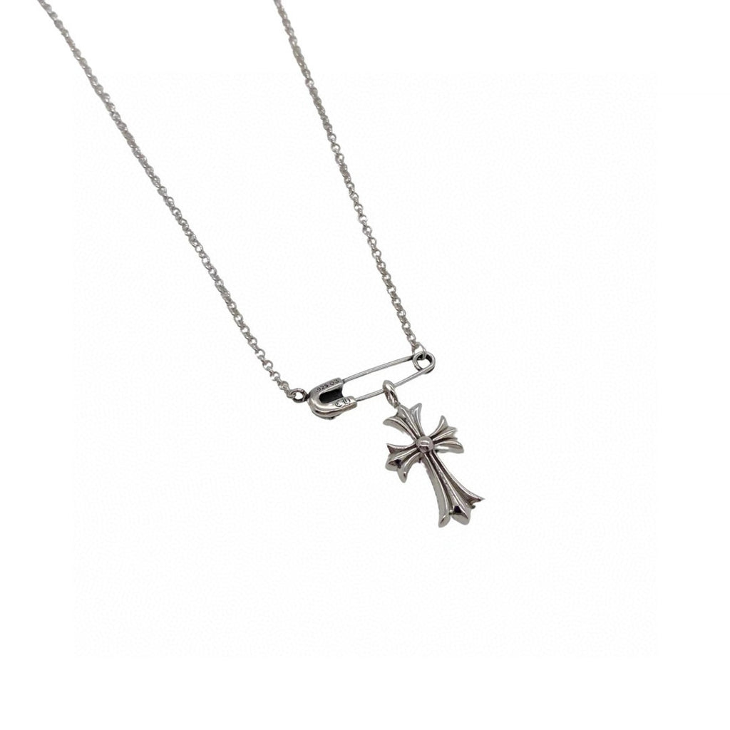 Cross Brooch in Antique Silver-Tone – Design 02 front product view