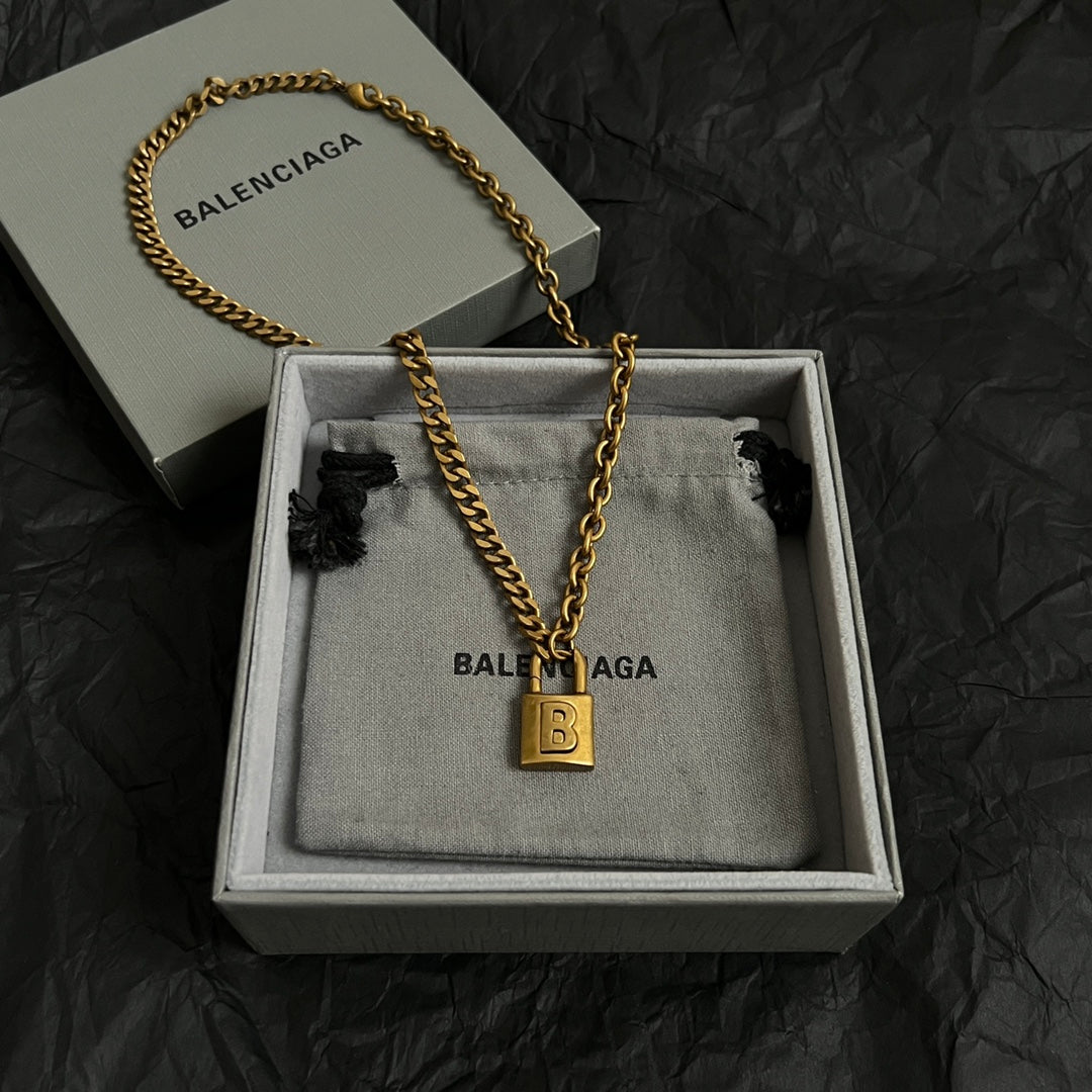 Geometric Emblem Pendant Necklace in Polished Metal-Tone – Vintage Detail – Design 084 main product view