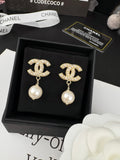 Double-C Emblem Statement Earrings in Polished Metal-Tone – Design 038 main product view