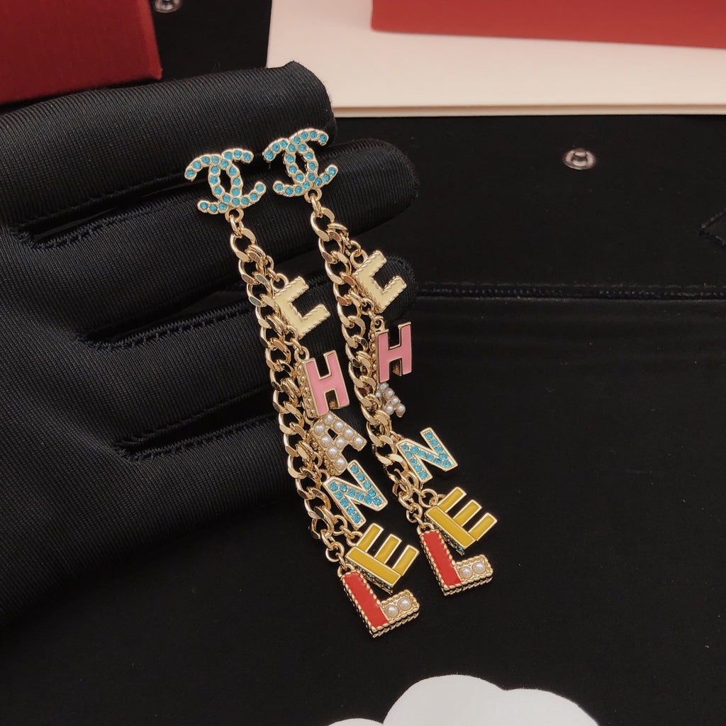Signature Emblem Stud Earrings in Gold-Tone – Design 036 front product view