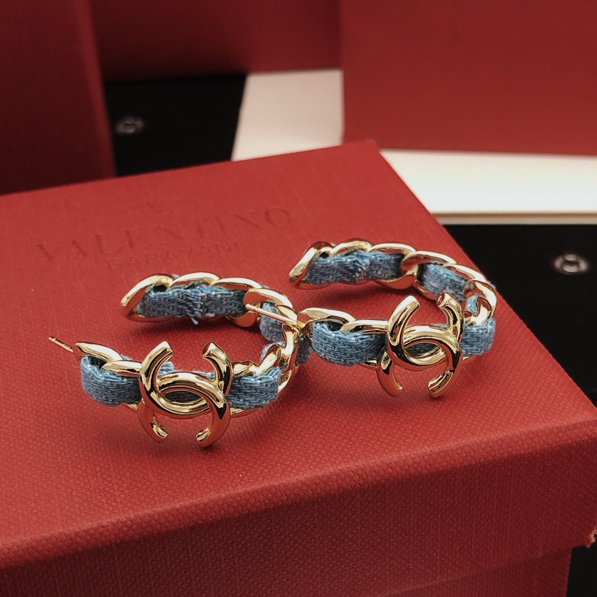 Signature Emblem Statement Earrings in Gold-Tone – Design 025 front product view
