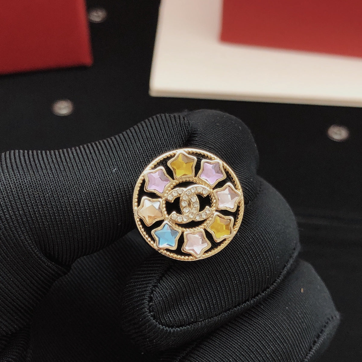 Star Crystal-Accent Stud Earrings front product view