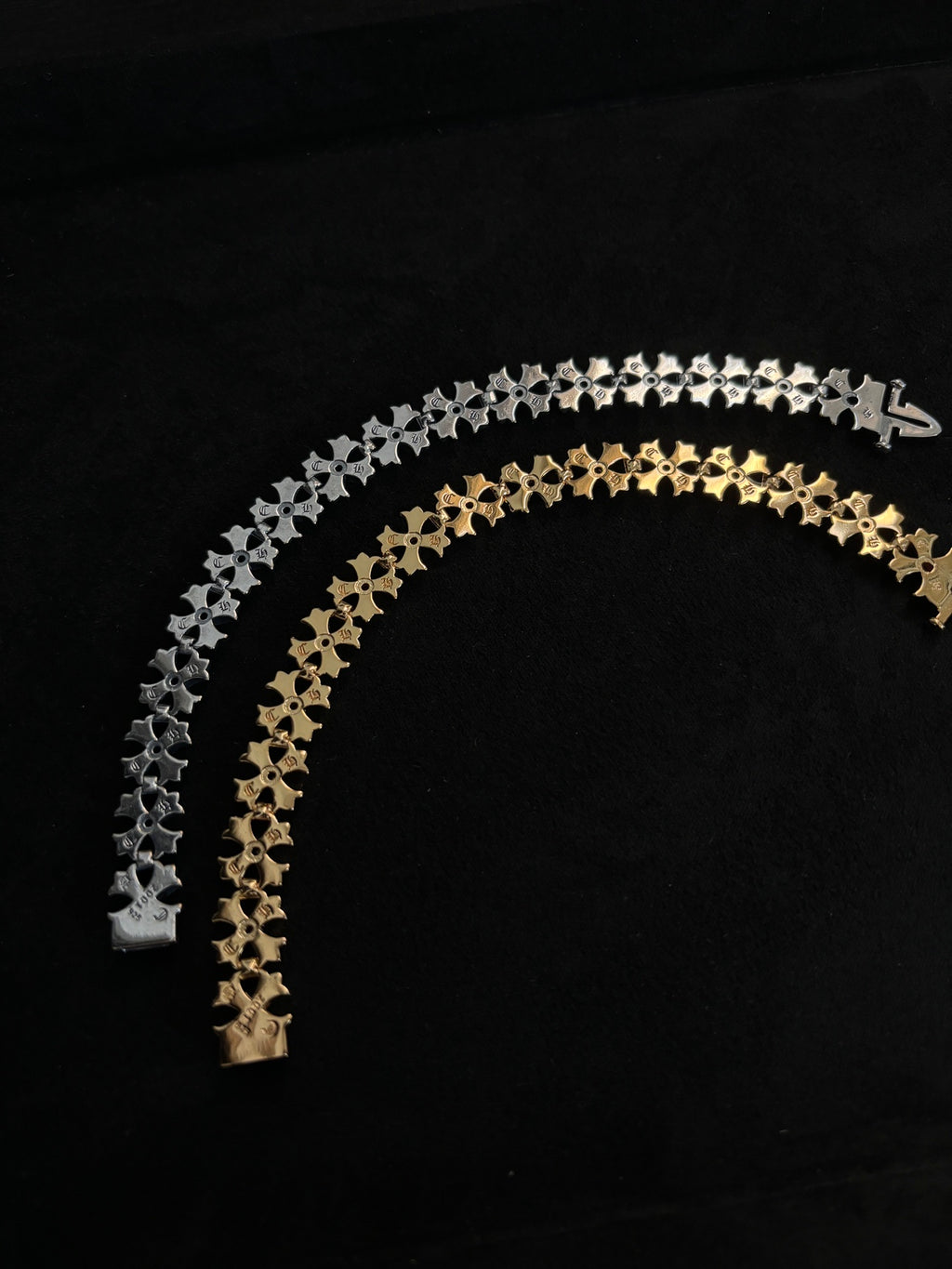 Floral Cross Statement Bracelet in Metal-Tone – Design 03 detail view