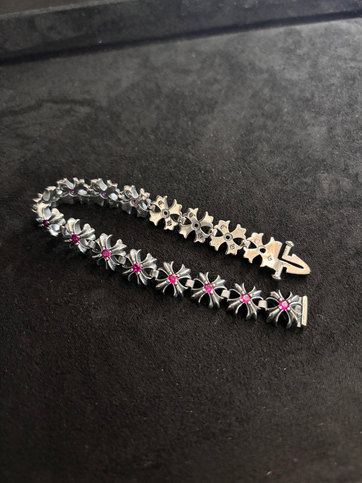 Floral Cross Statement Bracelet in Metal-Tone – Design 03 side detail