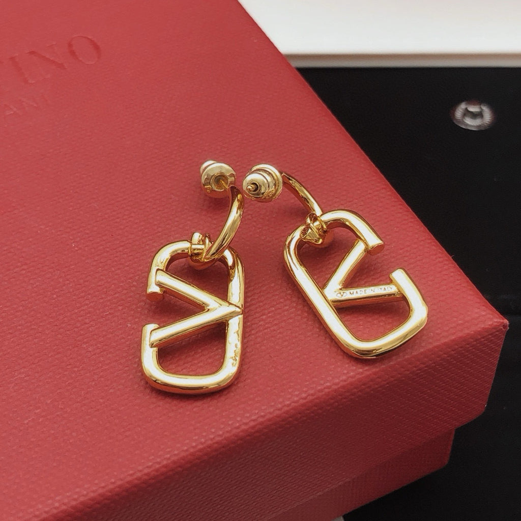 Signature Emblem Drop Earrings in Gold-Tone – Design 01 front view