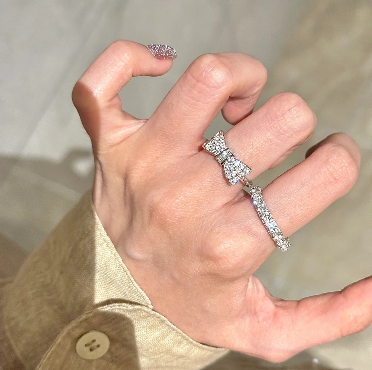 Bow Statement Ring in Gold-Tone detail view