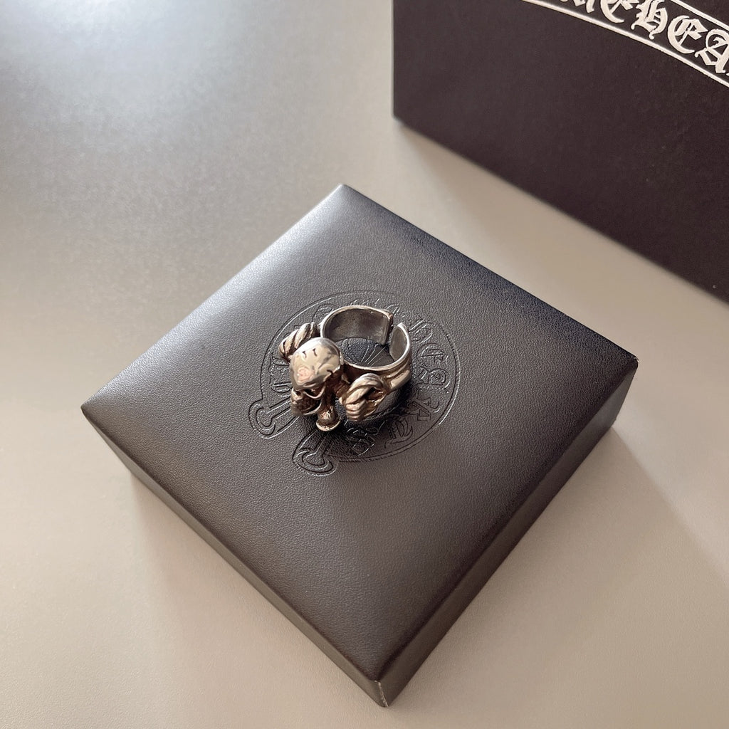 Gothic Emblem Statement Ring in Metal-Tone – Design 01 close-up detail