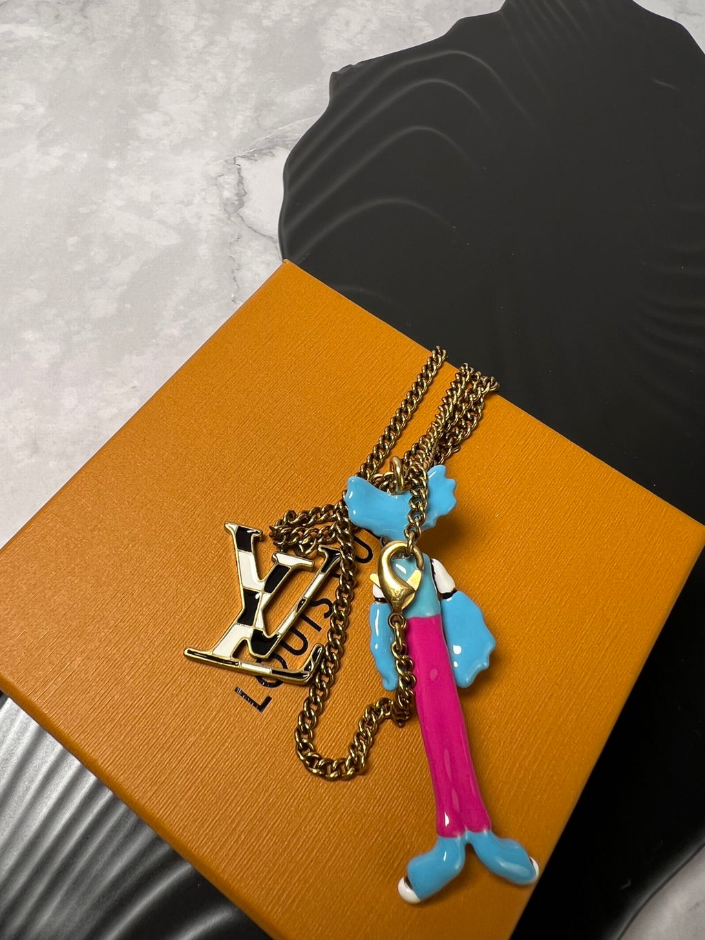 Geometric Emblem Pendant Necklace in Polished Metal-Tone – Design 015 close-up detail