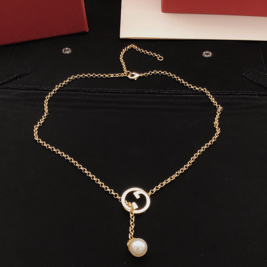 Geometric Emblem Pendant Necklace in Gold-Tone – Design 010 main product view