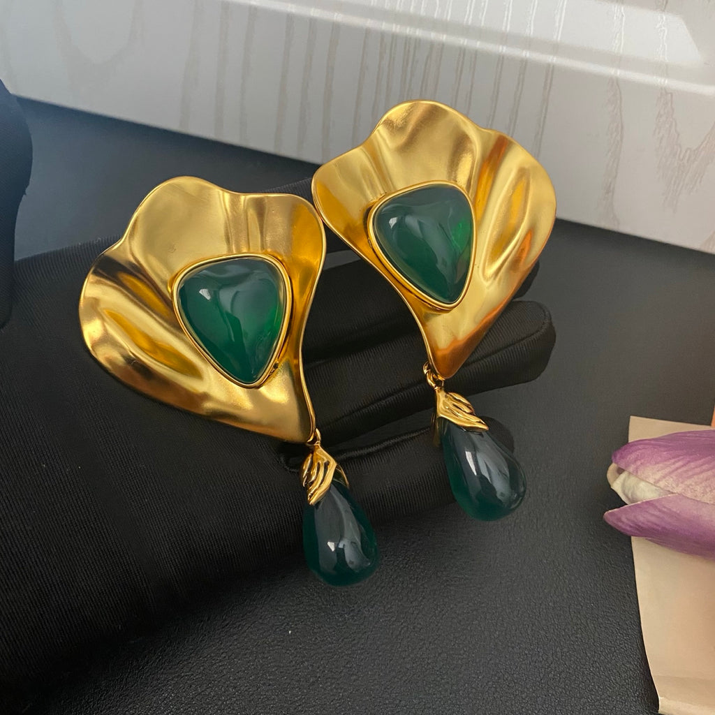 Saint Laurent Fan Clip-On Earrings in Polished Metal-Tone styled product view