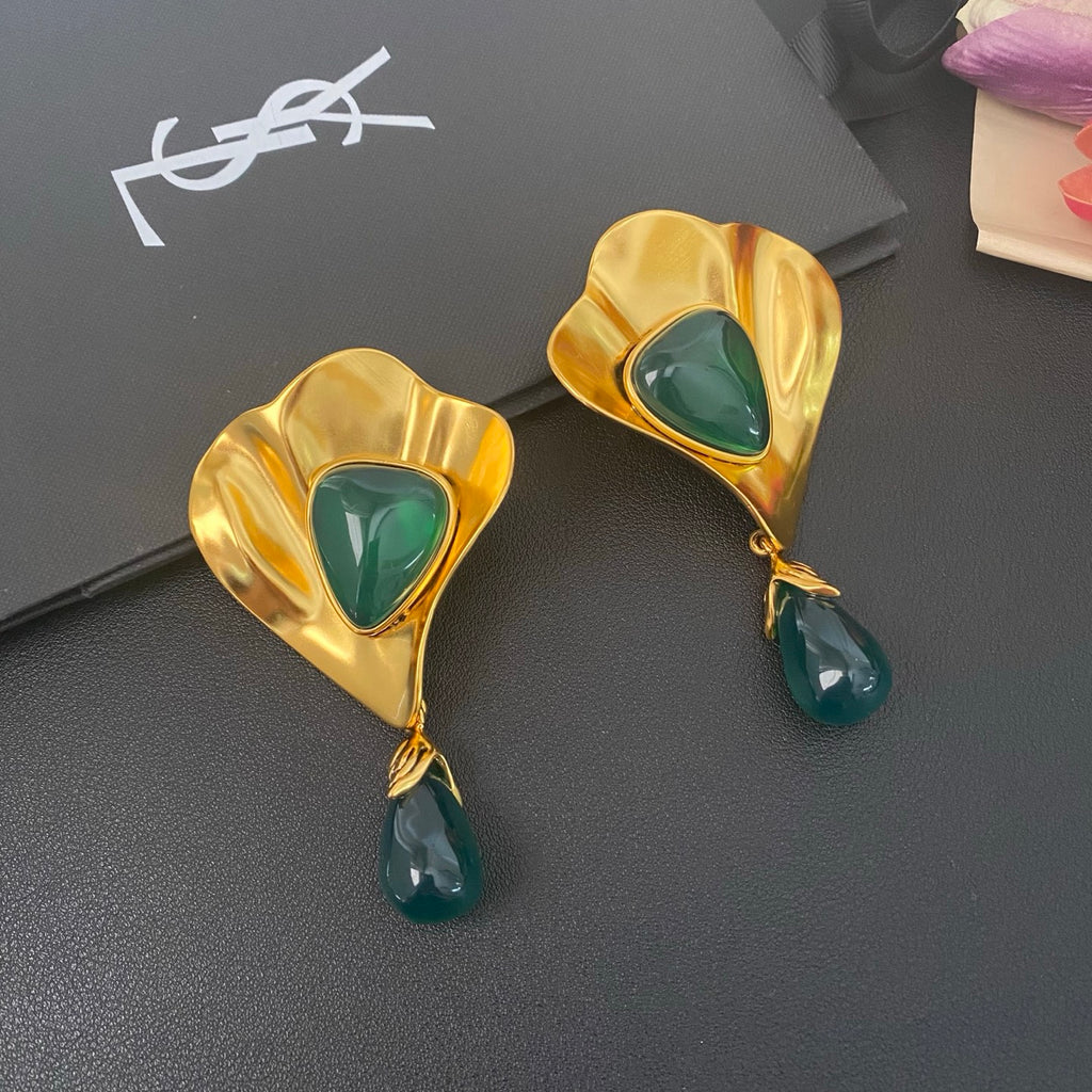 Saint Laurent Fan Clip-On Earrings in Polished Metal-Tone main product view