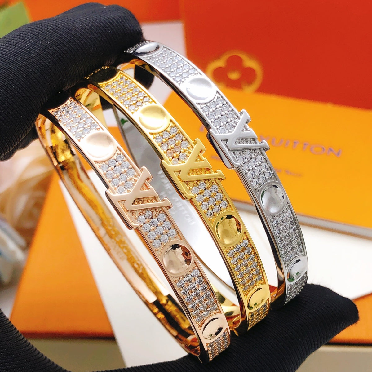 Geometric Emblem Bangle in Rose-Gold-Tone – Rose Gold Detail – Design 002 main product view