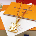 Geometric Emblem Pendant Necklace in Gold-Tone – Design 058 main product view