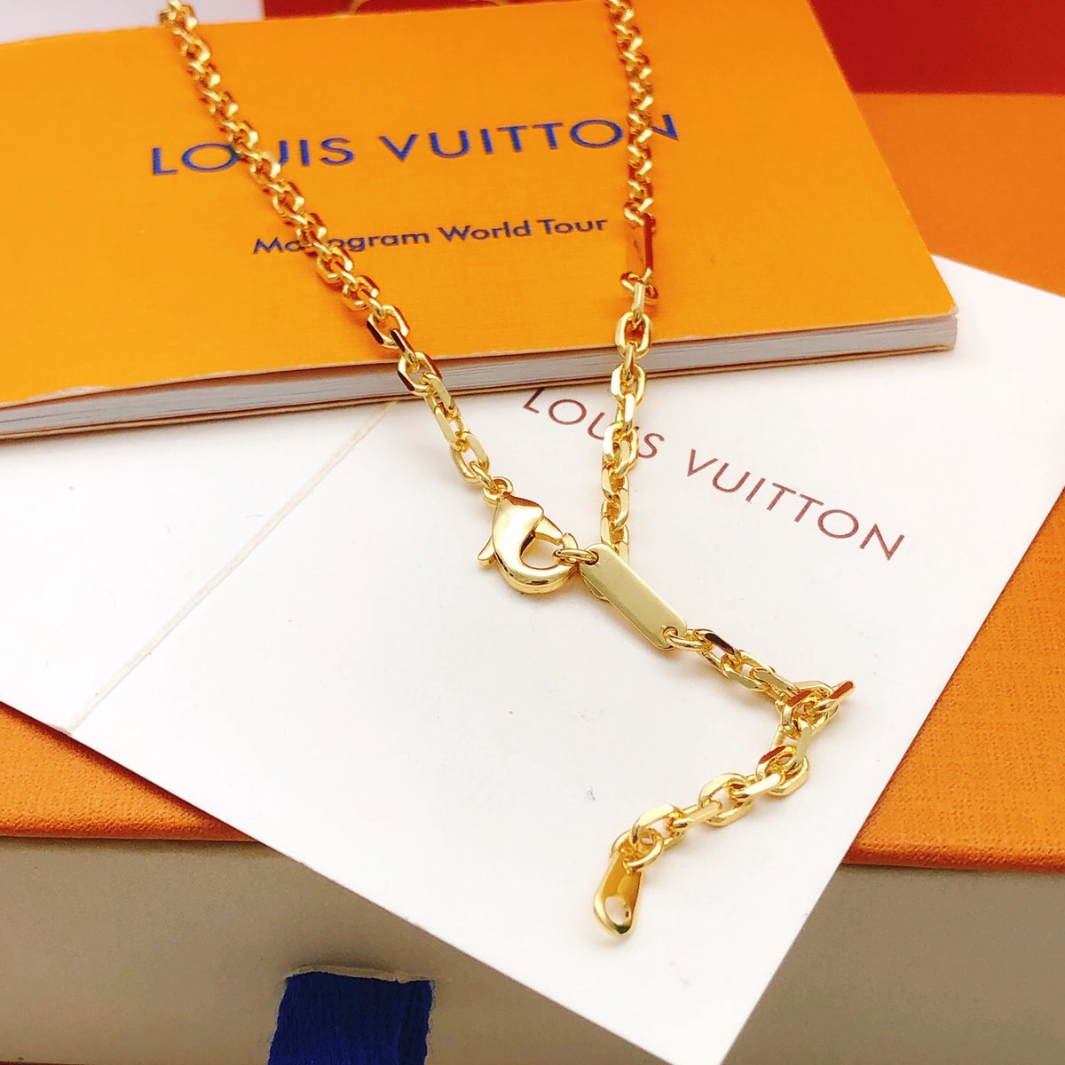 Geometric Emblem Pendant Necklace in Gold-Tone – Design 027 detail view