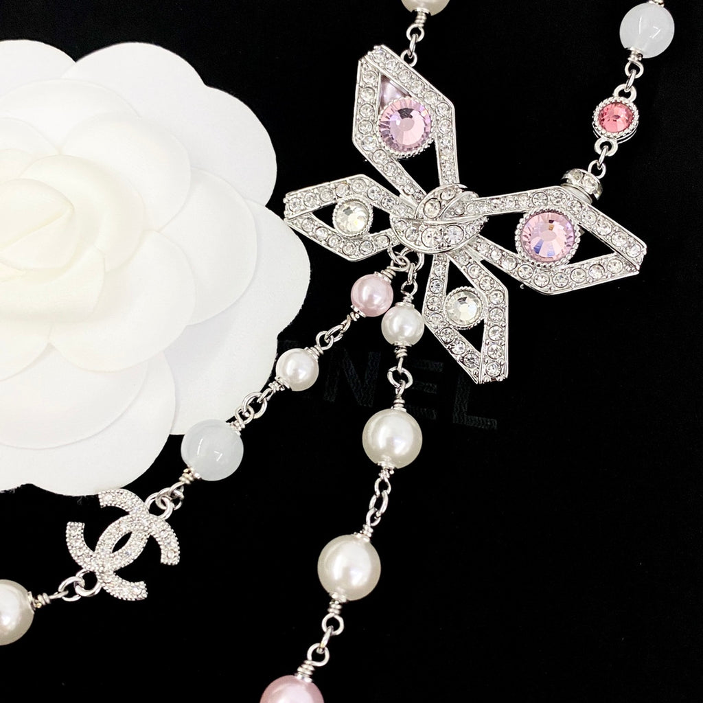 Butterfly Pearl-Detail Pendant Necklace detail view