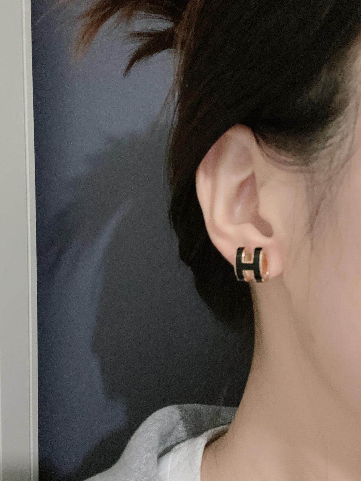 Geometric Emblem Stud Earrings in Gold-Tone – Gold Detail – Design 002 main product view