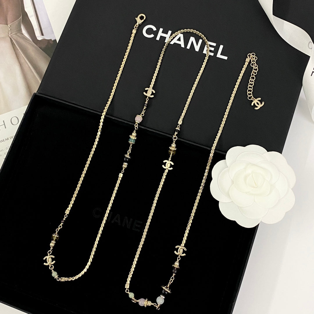 Double-C Emblem Crystal-Accent Pendant Necklace – Design 041 styled product view