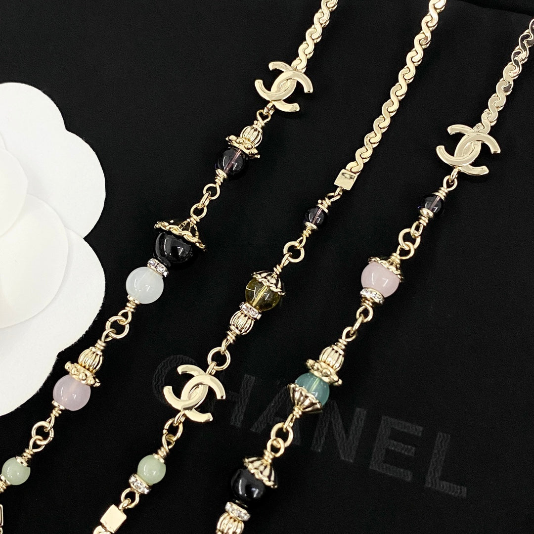 Double-C Emblem Crystal-Accent Pendant Necklace – Design 041 detail view