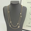 Double-C Emblem Pearl-Detail Pendant Necklace – Pearl Detail – Design 085 main product view