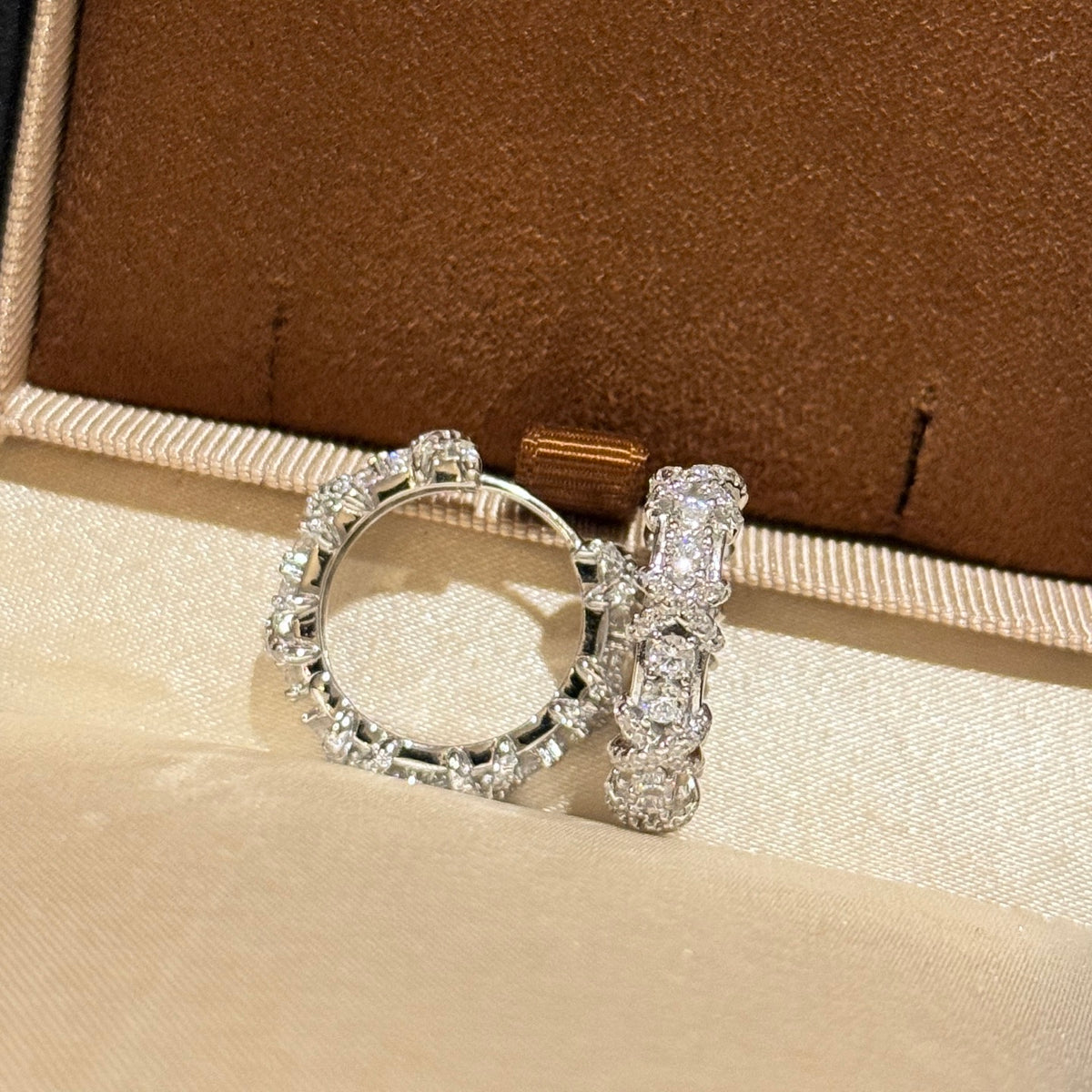 Signature Emblem Crystal-Accent Stud Earrings – Design 024 close-up detail