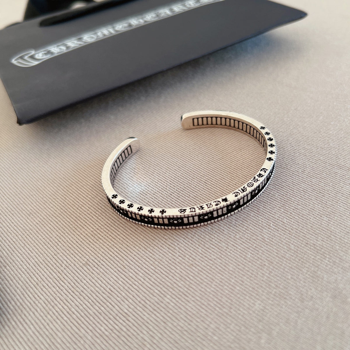 Gothic Emblem Statement Bracelet in Metal-Tone – Design 15 styled product view
