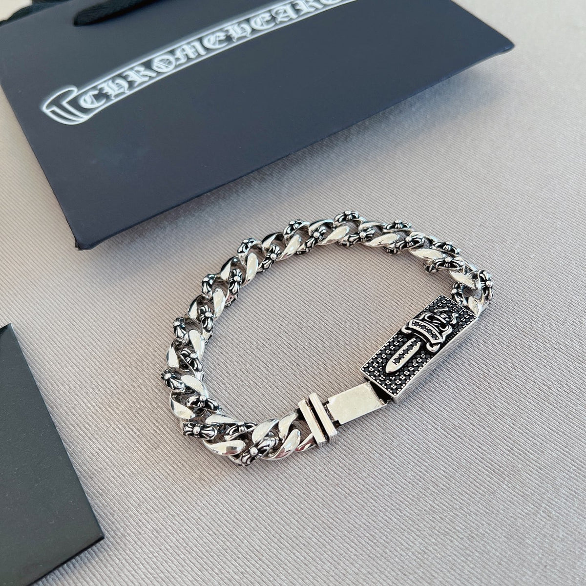 Gothic Emblem Statement Bracelet in Metal-Tone – Design 16 main product view