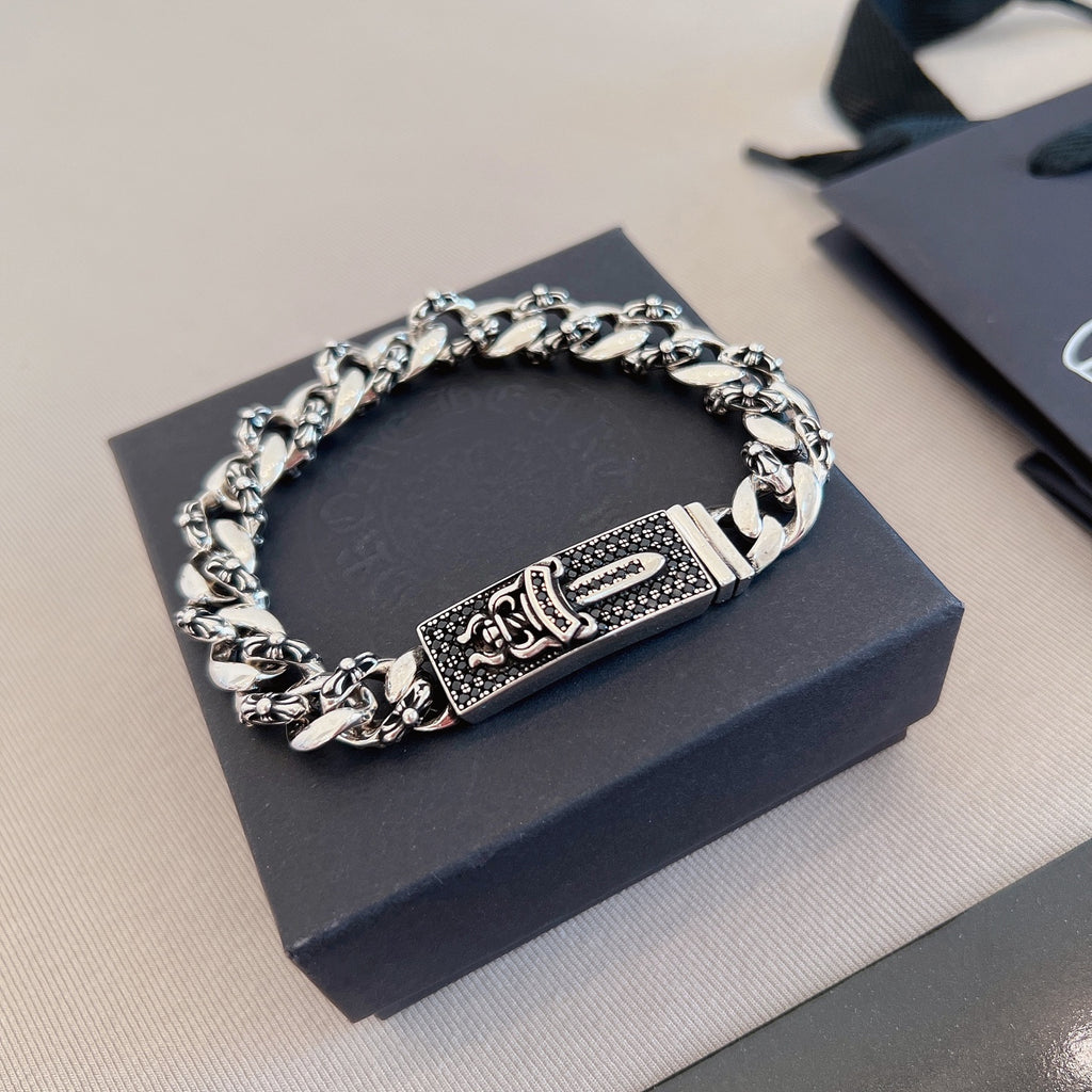 Gothic Emblem Statement Bracelet in Metal-Tone – Design 16 styled product view