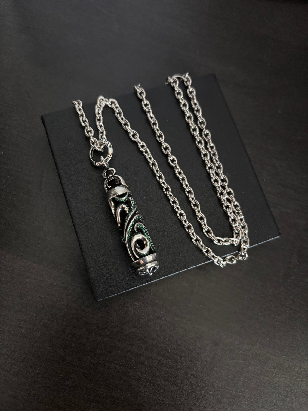Gothic Emblem Pendant Necklace in Metal-Tone – Design 46 side detail