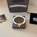 Gothic Emblem Beaded Bracelet in Metal-Tone – Design 06 main product view