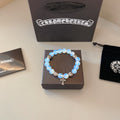 Gothic Emblem Beaded Bracelet in Metal-Tone – Design 11 main product view