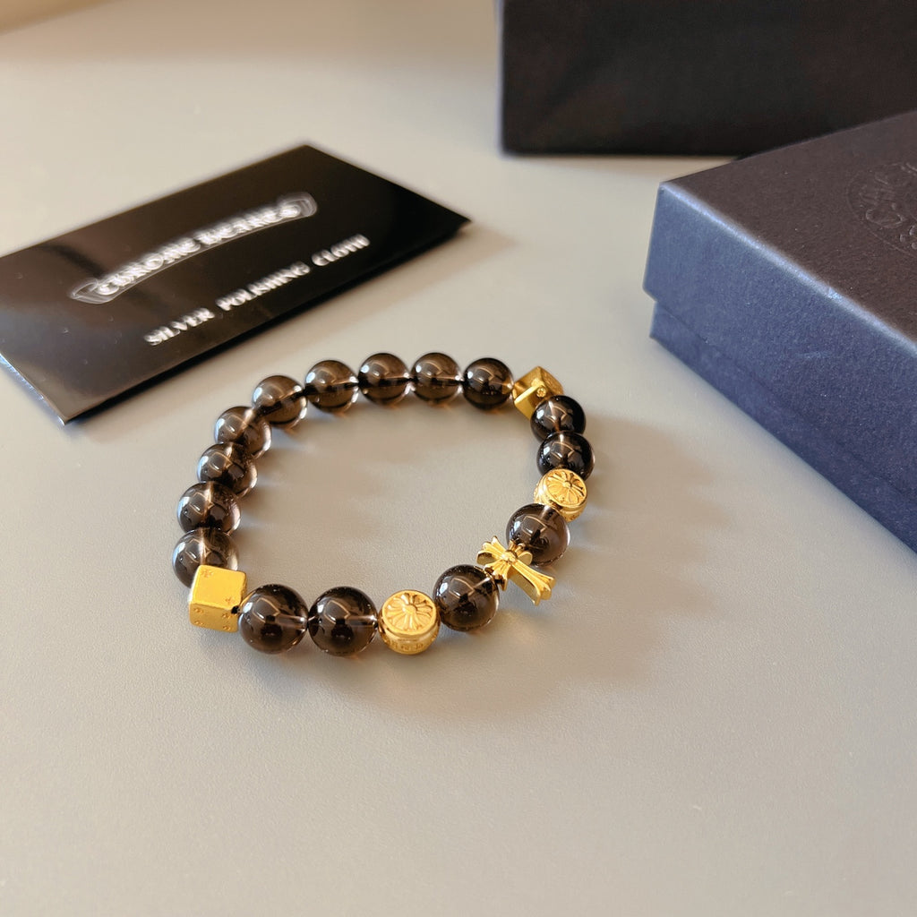 Gothic Emblem Beaded Bracelet in Metal-Tone – Design 13 styled product view
