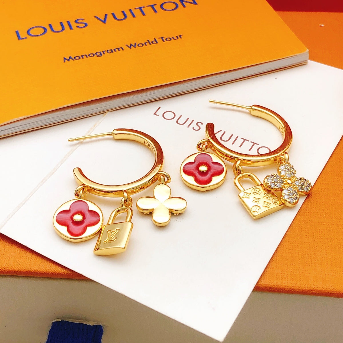 Lock Statement Earrings in Gold-Tone side detail