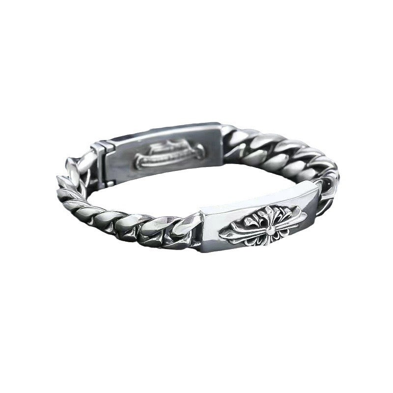 Cross Cuban-Link Bracelet in Metal-Tone detail view