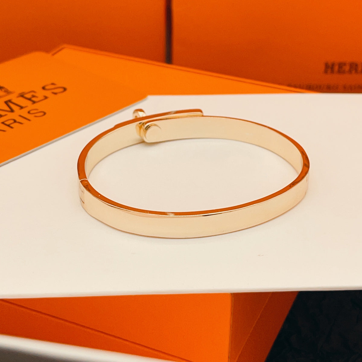 Geometric Emblem Bangle in Rose-Gold-Tone – Rose Gold Detail close-up detail