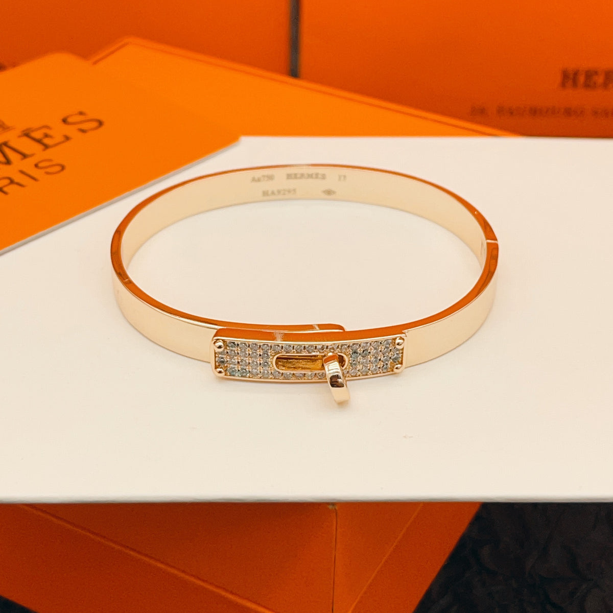 Geometric Emblem Bangle in Rose-Gold-Tone – Rose Gold Detail main product view