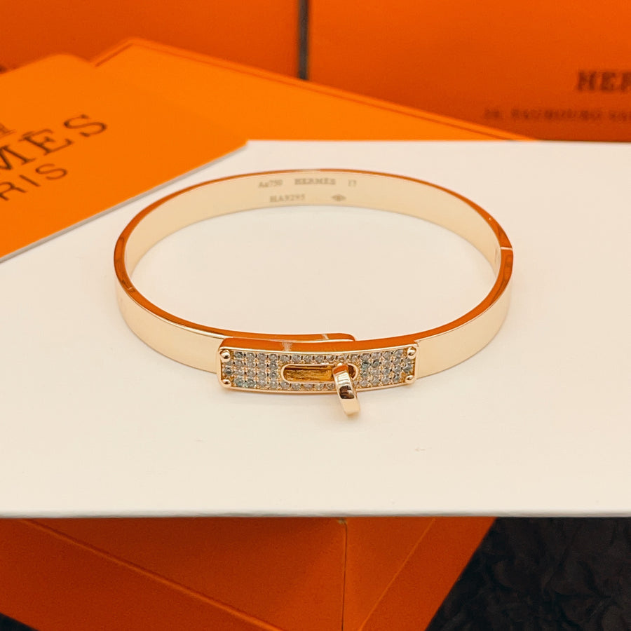 Geometric Emblem Bangle in Rose-Gold-Tone – Rose Gold Detail main product view