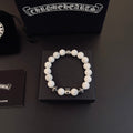 Gothic Emblem Beaded Bracelet in Metal-Tone – Design 04 main product view