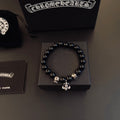 Gothic Emblem Beaded Bracelet in Metal-Tone – Design 02 main product view