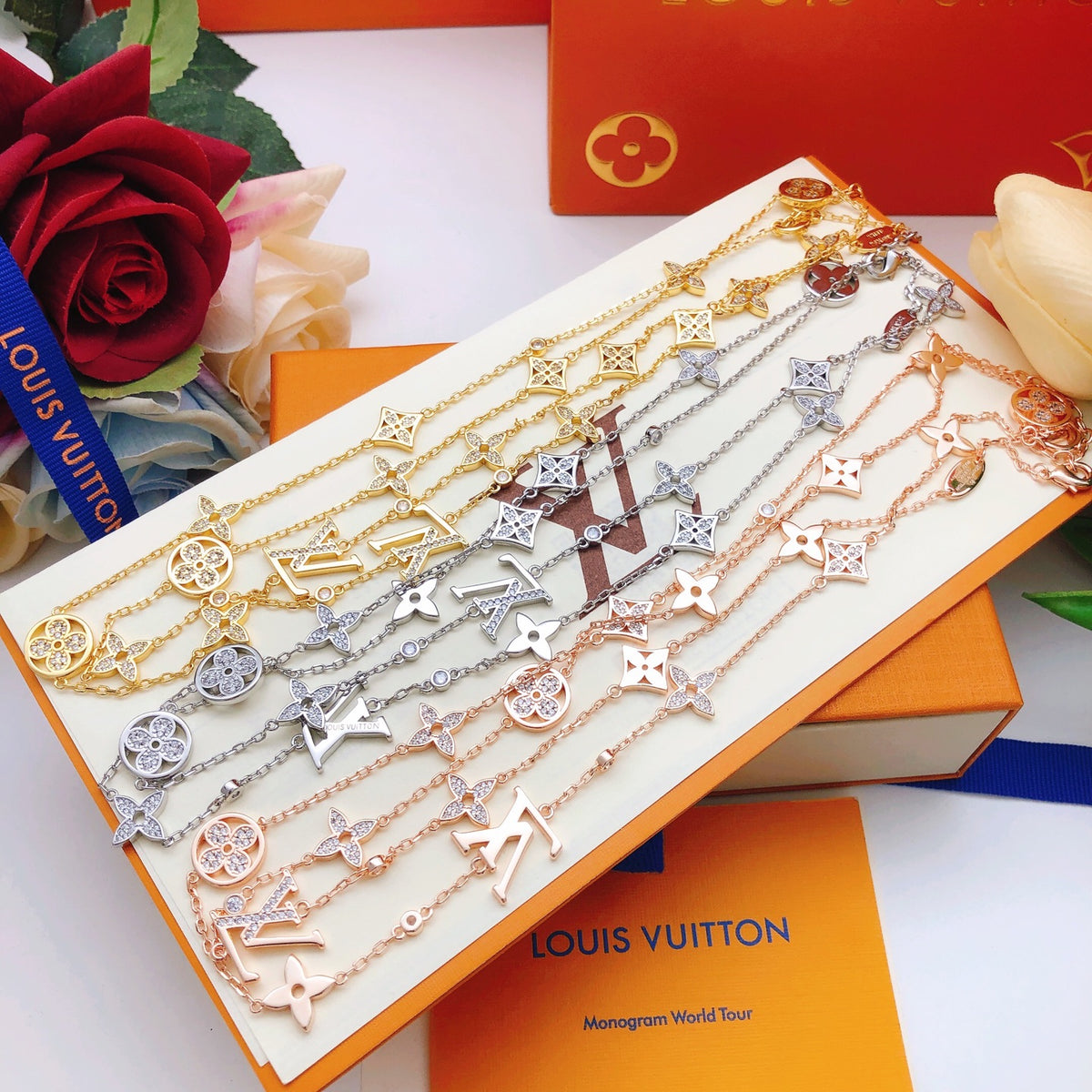 Geometric Emblem Pendant Necklace in Rose-Gold-Tone – Rose Gold Detail – Design 017 styled product view