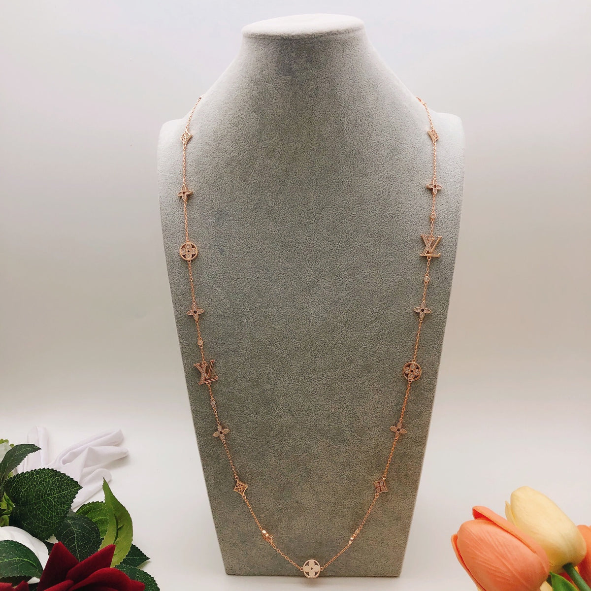 Geometric Emblem Pendant Necklace in Rose-Gold-Tone – Rose Gold Detail – Design 017 main product view