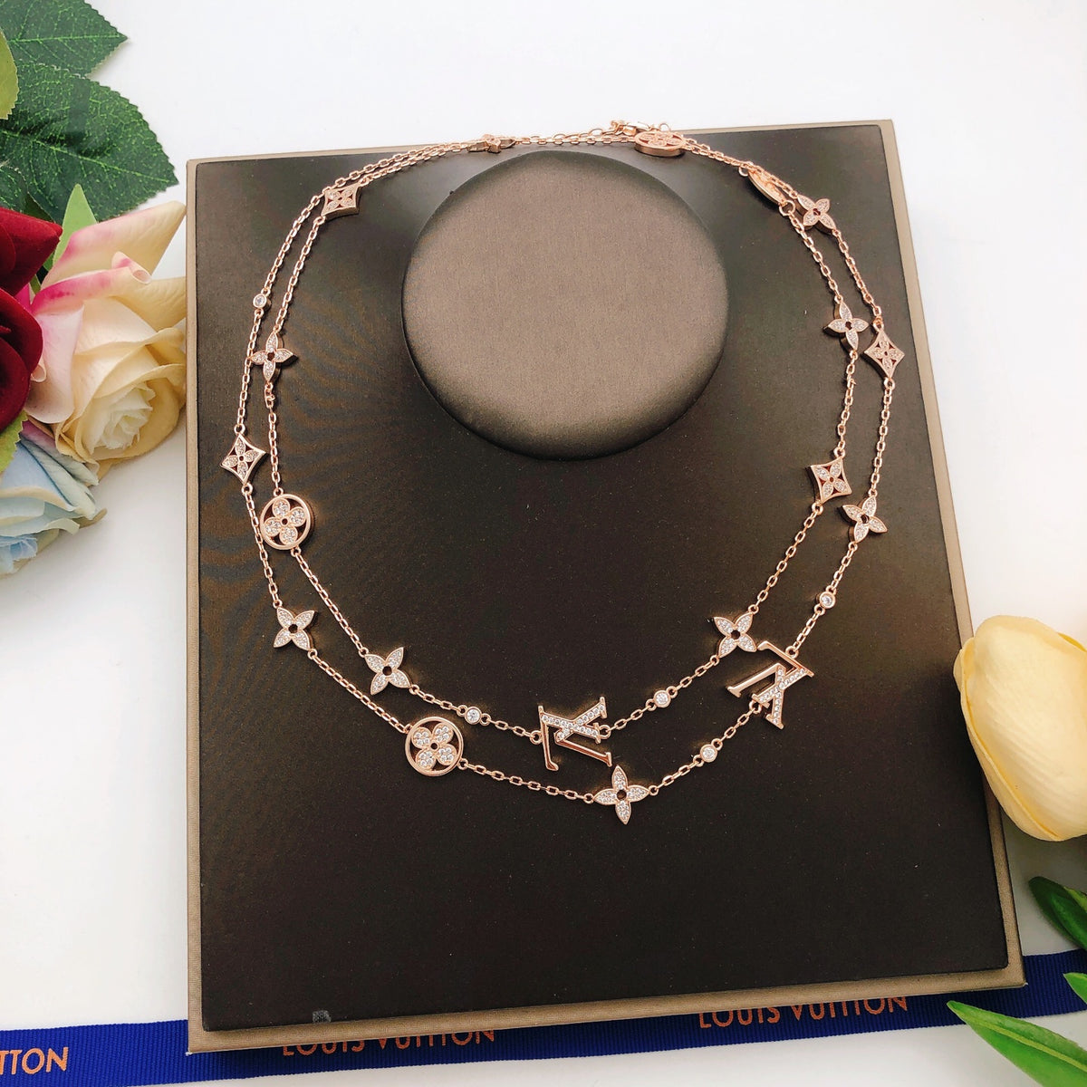 Geometric Emblem Pendant Necklace in Rose-Gold-Tone – Rose Gold Detail – Design 017 main product view