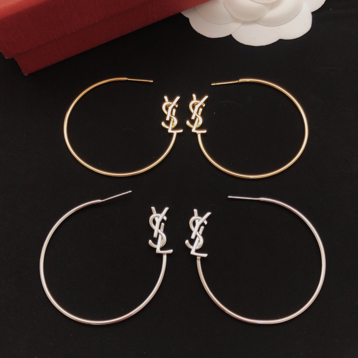Round Statement Earrings in Silver-Tone styled product view