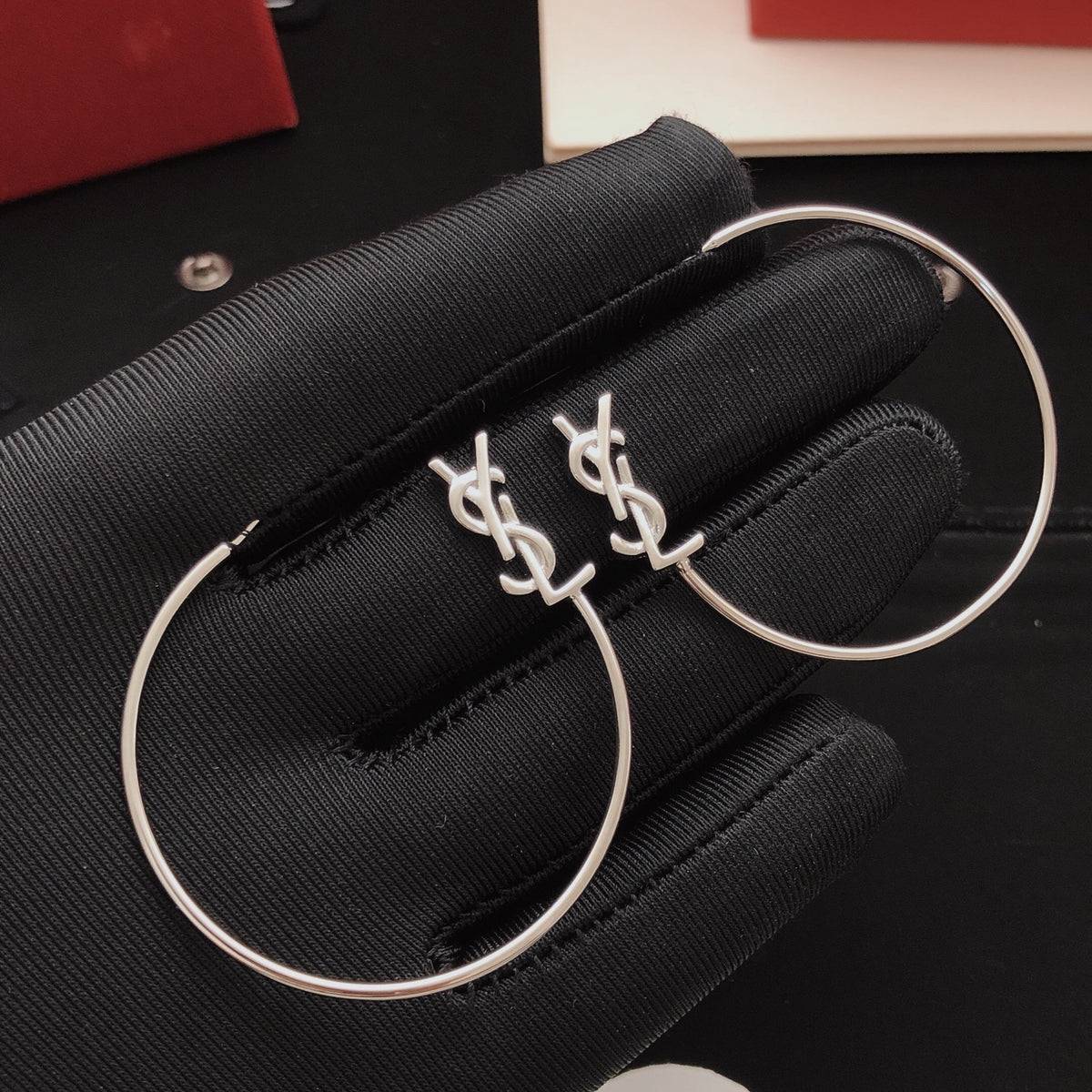 Round Statement Earrings in Silver-Tone main product view