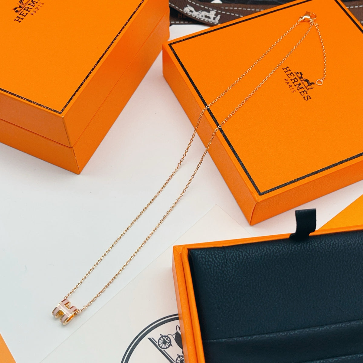 Geometric Emblem Pendant Necklace in Rose-Gold-Tone side detail