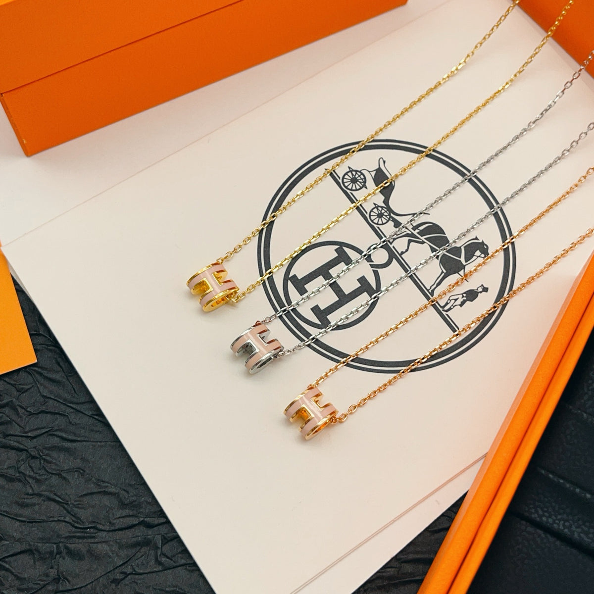 Geometric Emblem Pendant Necklace in Rose-Gold-Tone front product view