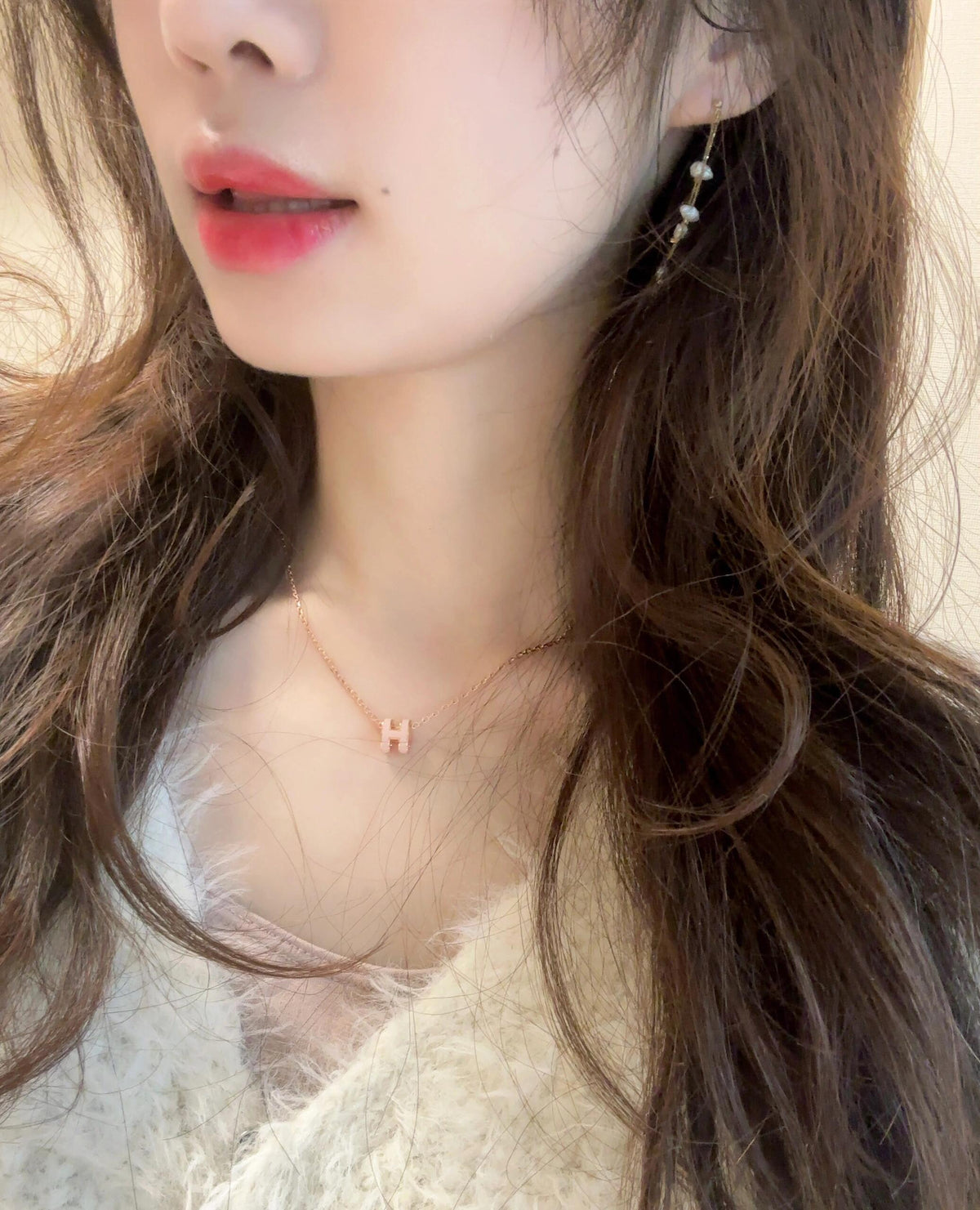 Geometric Emblem Pendant Necklace in Rose-Gold-Tone detail view
