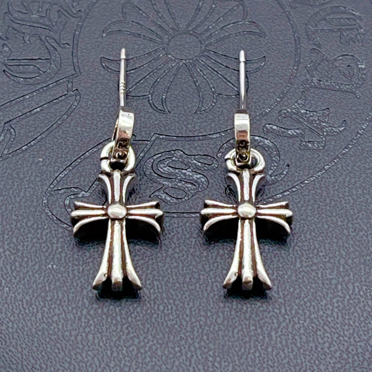 Gothic Emblem Stud Earrings in Metal-Tone front product view