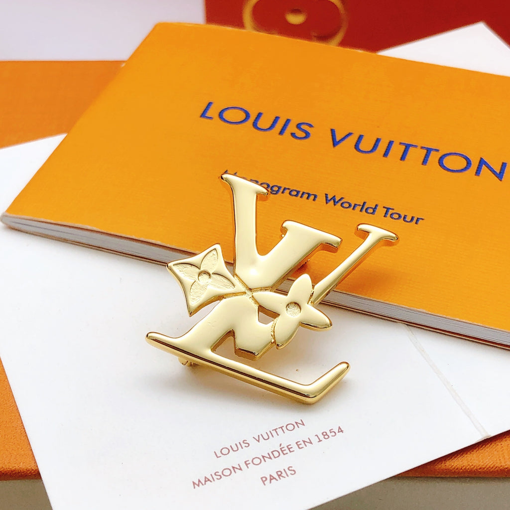 Geometric Emblem Brooch in Gold-Tone – Design 003 front product view