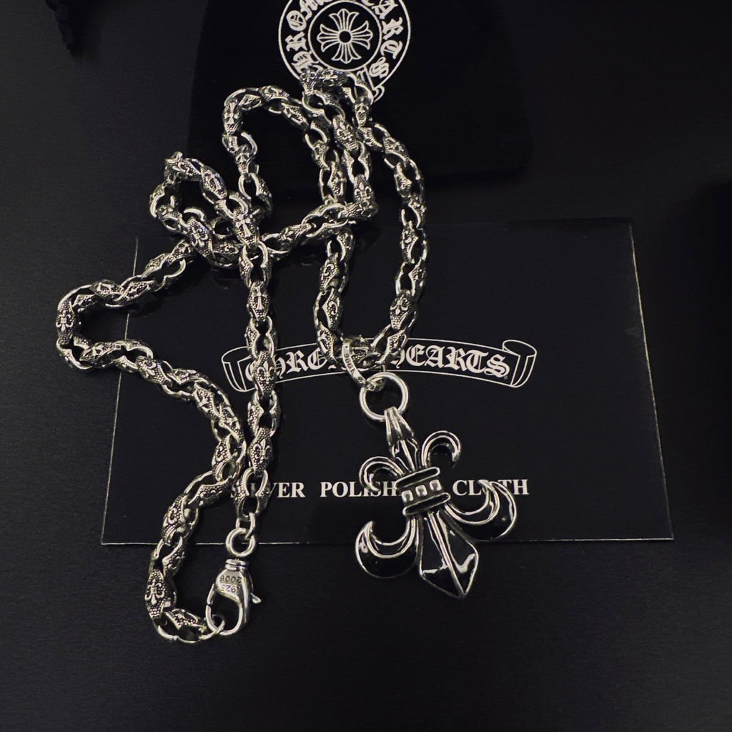 Cross Pendant Necklace in Antique Silver-Tone – Design 14 main product view