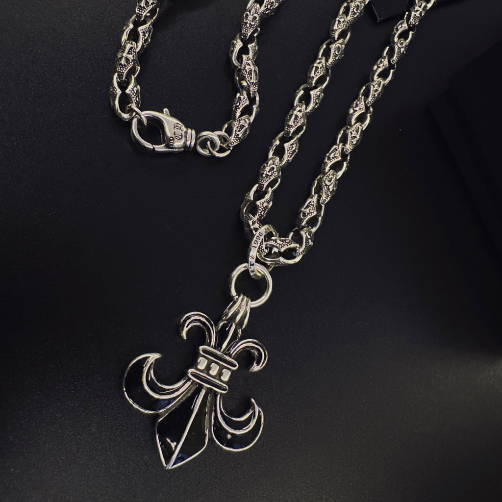 Signature Emblem Pendant Necklace in Polished Metal-Tone – Design 043 styled product view
